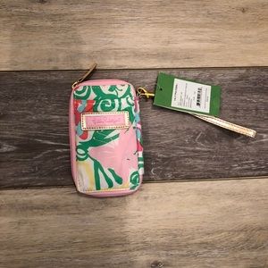 Lilly Pulitzer pink and green wristlet